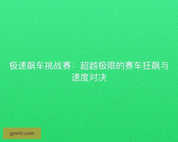 极速飙车挑战赛：超越极限的赛车狂飙与速度对决