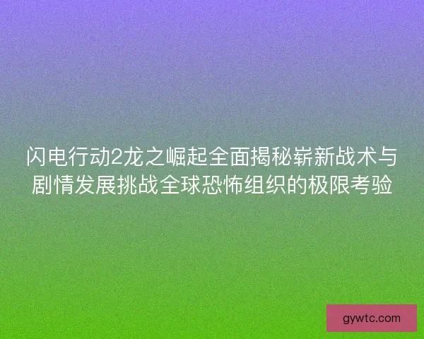 闪电行动2龙之崛起全面揭秘崭新战术与剧情发展挑战全球恐怖组织的极限考验
