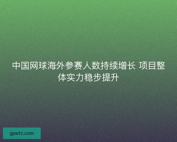 中国网球海外参赛人数持续增长 项目整体实力稳步提升